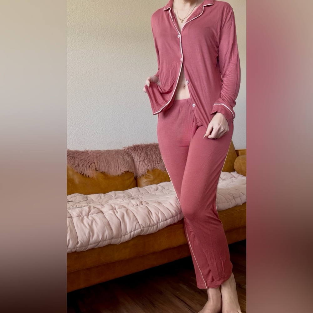 Hale Bob Rose Tuxedo Pajama Set